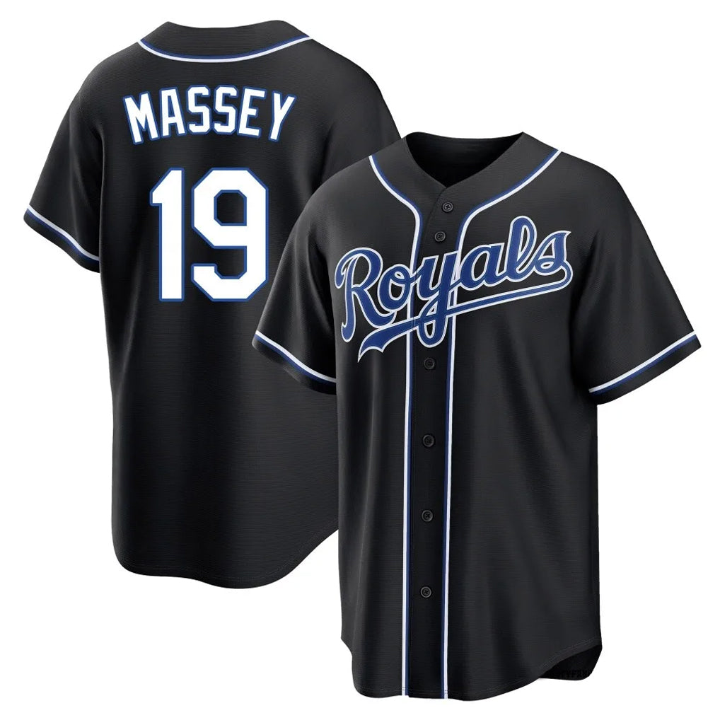 MATTH KC.Royals #19 Michael Massey Player Black Carbon Fashion Home Game Stitched Jerseys
