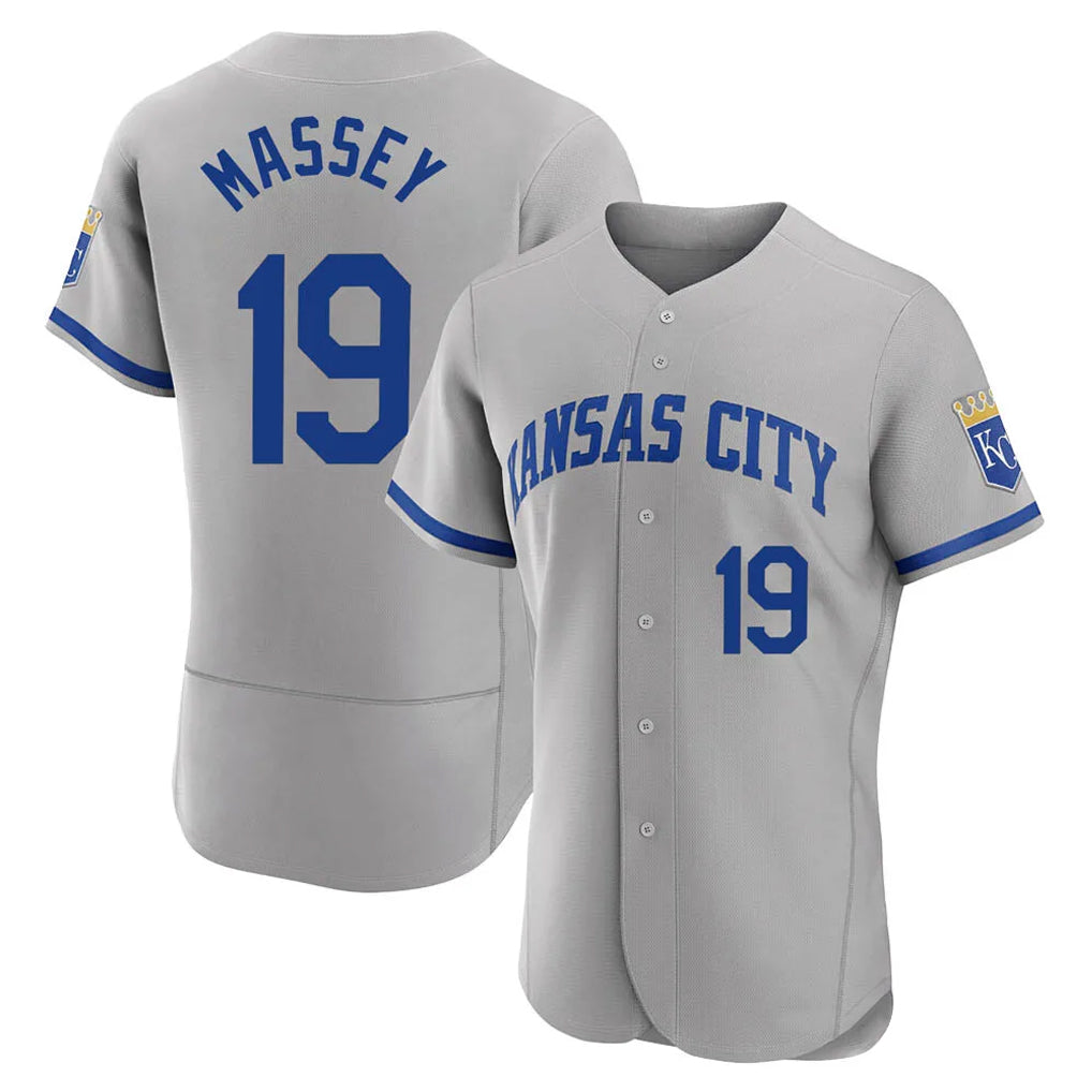 MATTH KC.Royals #19 Michael Massey Player Gray Limited Elite Home Game Stitched Jerseys