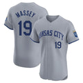 MATTH KC.Royals #19 Michael Massey Player Gray Limited Elite Home Stitched Jerseys