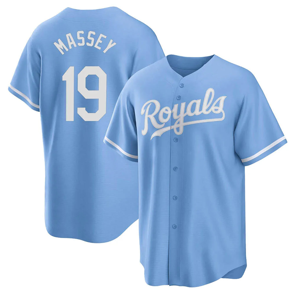 MATTH KC.Royals #19 Michael Massey Player Light Blue Home Game Stitched Jerseys
