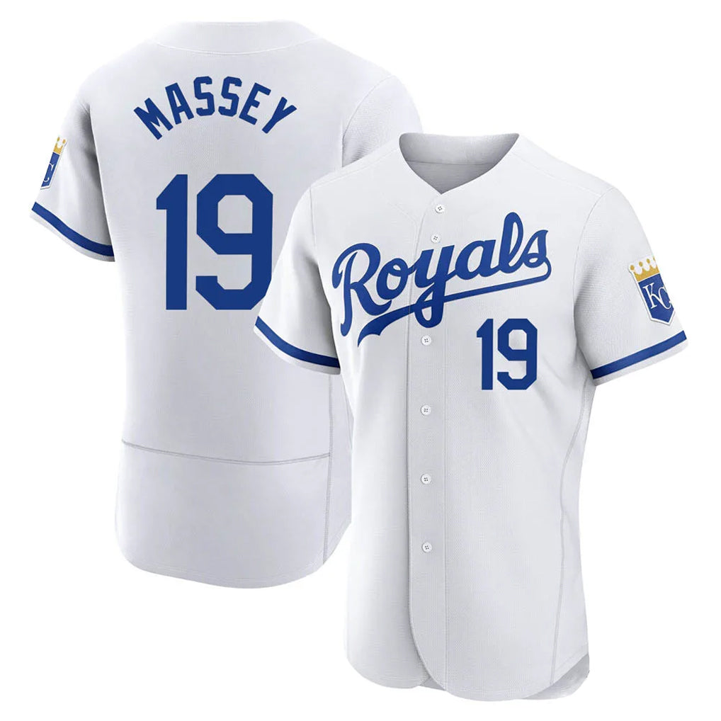 MATTH KC.Royals #19 Michael Massey Player White Limited Elite Home Game Stitched Jerseys