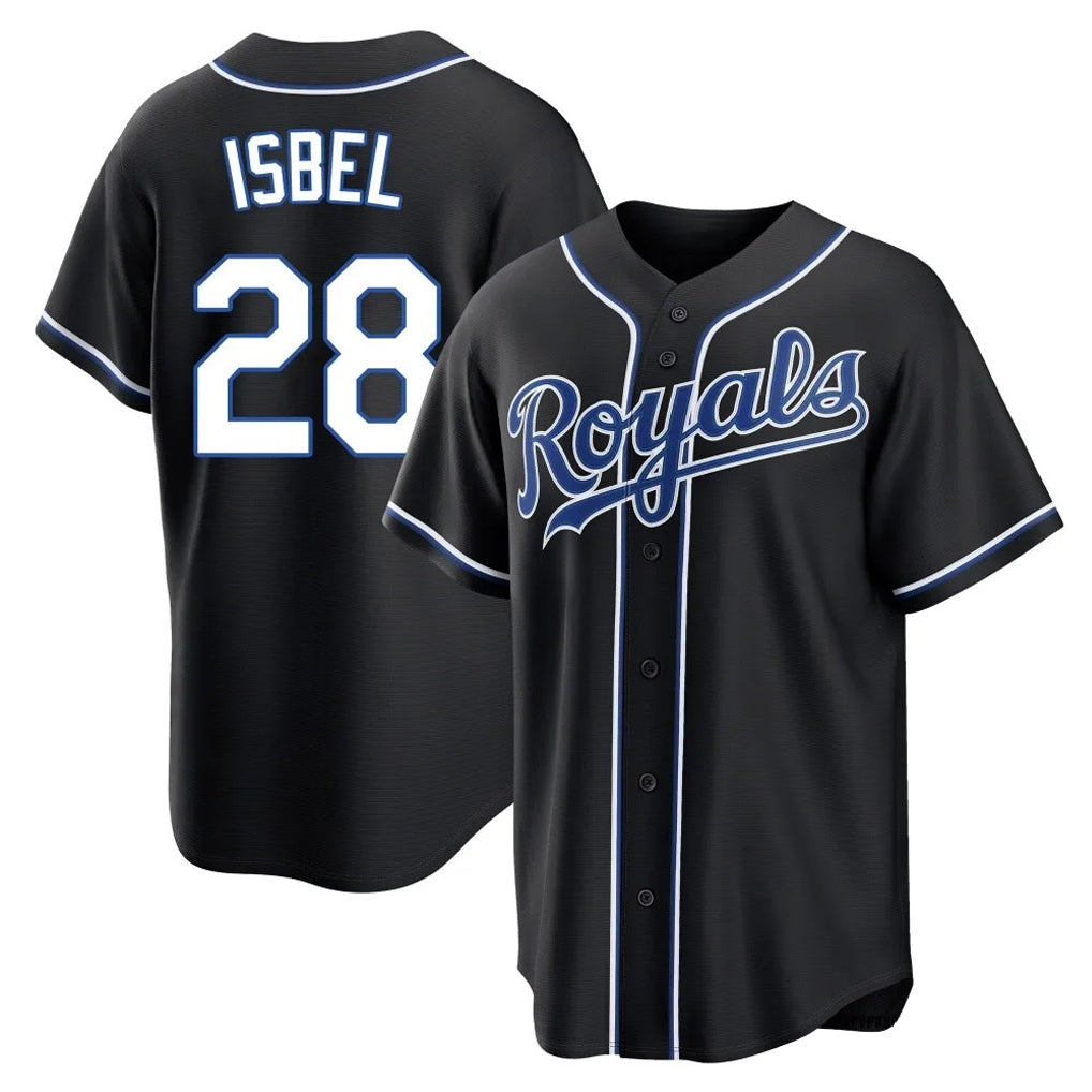 MATTH KC.Royals #28 Kyle Isbel Player Black Carbon Fashion Home Game Stitched Jerseys