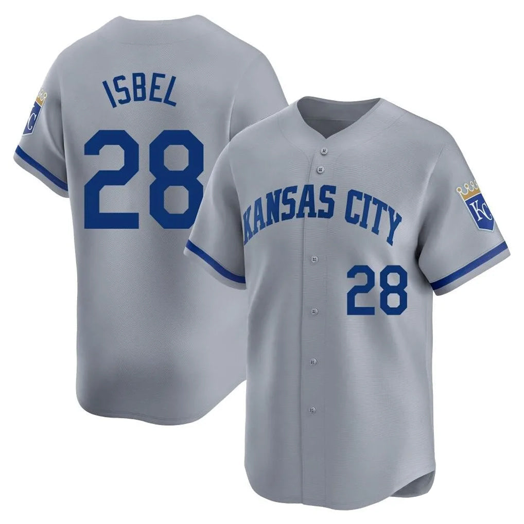 MATTH KC.Royals #28 Kyle Isbel Player Gray Limited Home Stitched Jerseys