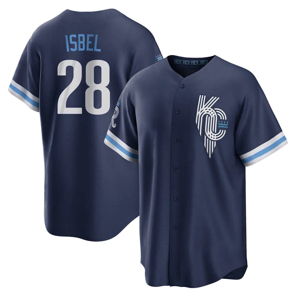 MATTH KC.Royals #28 Kyle Isbel Player Navy City Connect Home Game Stitched Jerseys