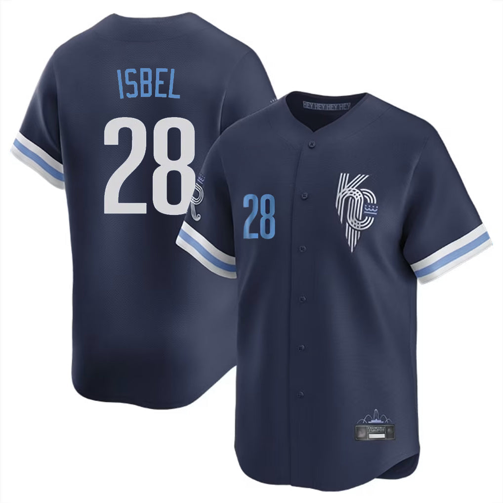 MATTH KC.Royals #28 Kyle Isbel Player Navy City Connect Limited Home Stitched Jerseys
