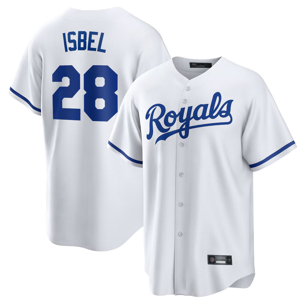 MATTH KC.Royals #28 Kyle Isbel Player White Home Game Stitched Jerseys