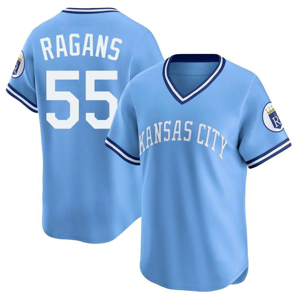 MATTH KC.Royals #55 Cole Ragans Player Light Blue Limited Throwback Cooperstown Collection T-shirt Stitched Jerseys