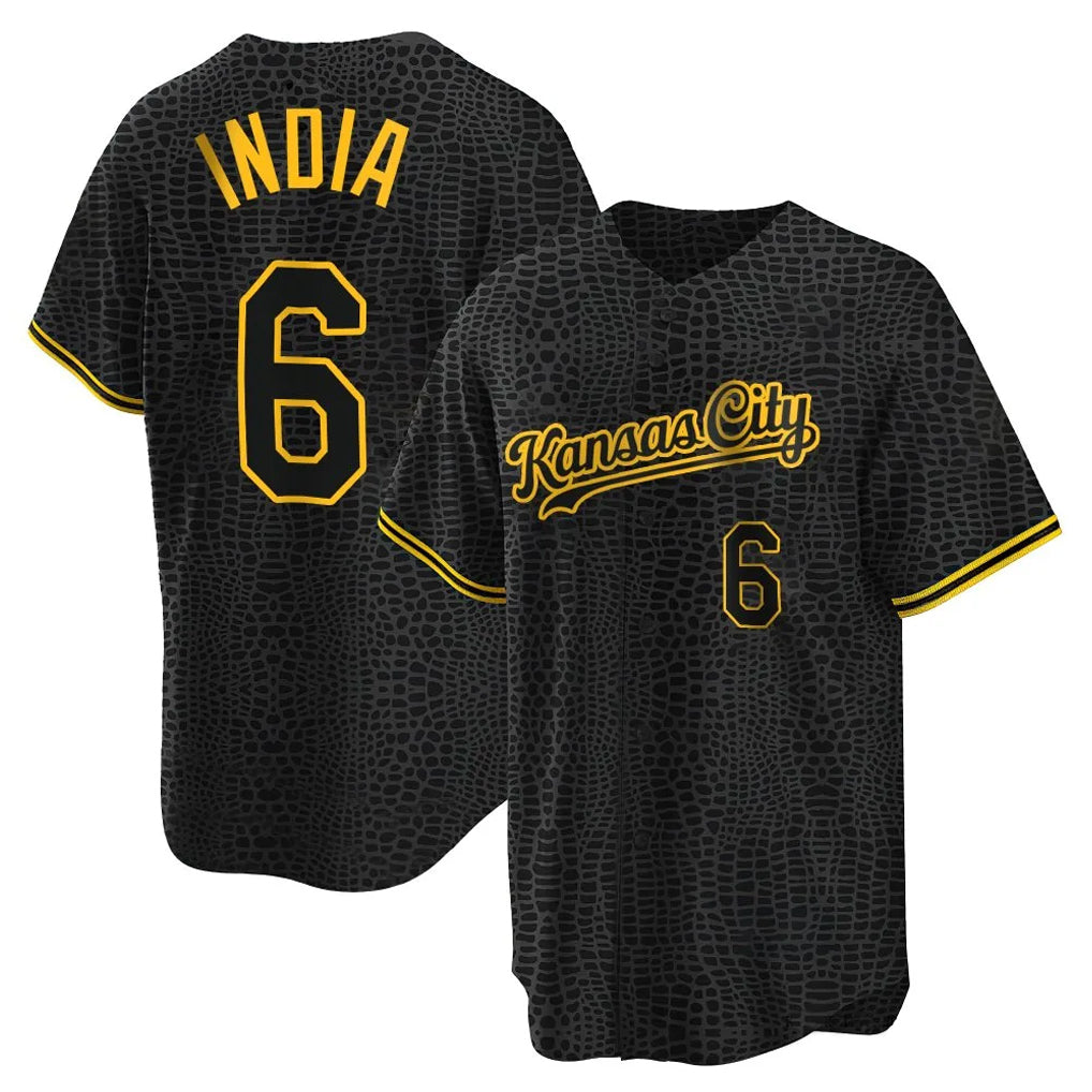 MATTH KC.Royals #6 Jonathan India Player Black Snake Skin City Game Stitched Jerseys