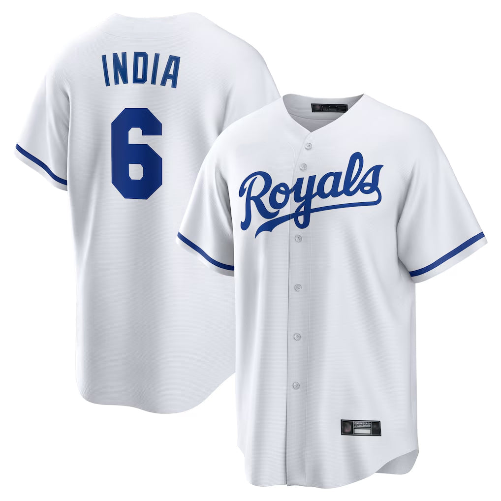 MATTH KC.Royals #6 Jonathan India Player White Home Game Stitched Jerseys