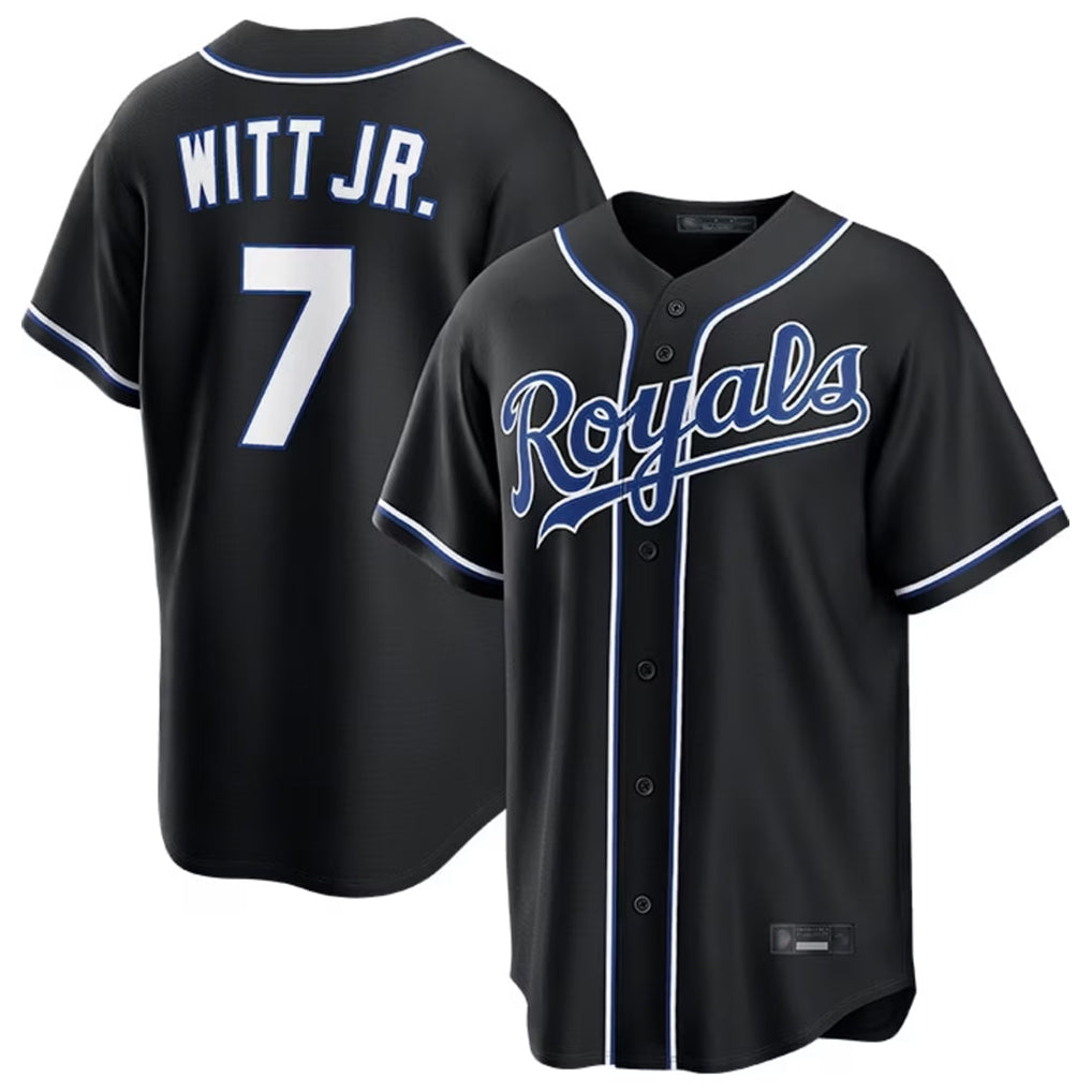 MATTH KC.Royals #7 Bobby Witt Jr. Player Black Carbon Fashion Home Game Stitched Jerseys