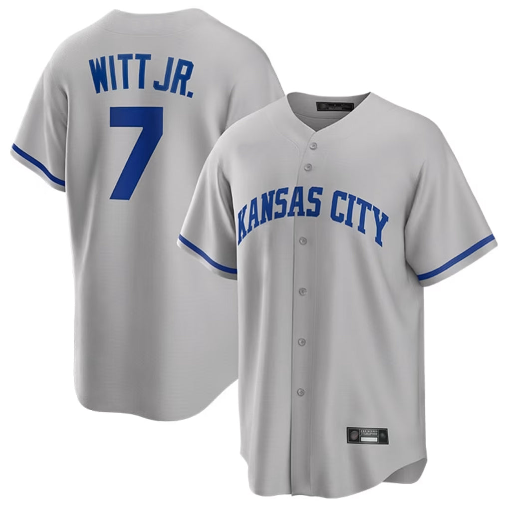 MATTH KC.Royals #7 Bobby Witt Jr. Player Gray Game Home Stitched Jerseys
