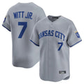 MATTH KC.Royals #7 Bobby Witt Jr. Player Gray Limited Home Stitched Jerseys