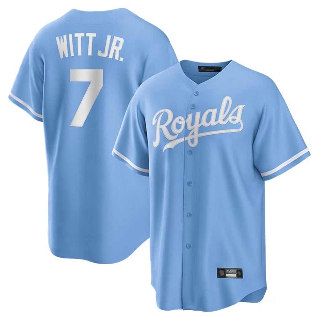 MATTH KC.Royals #7 Bobby Witt Jr. Player Light Blue Home Game Stitched Jerseys