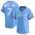 MATTH KC.Royals #7 Bobby Witt Jr. Player Light Blue Limited Throwback Cooperstown Collection T-shirt Stitched Jerseys