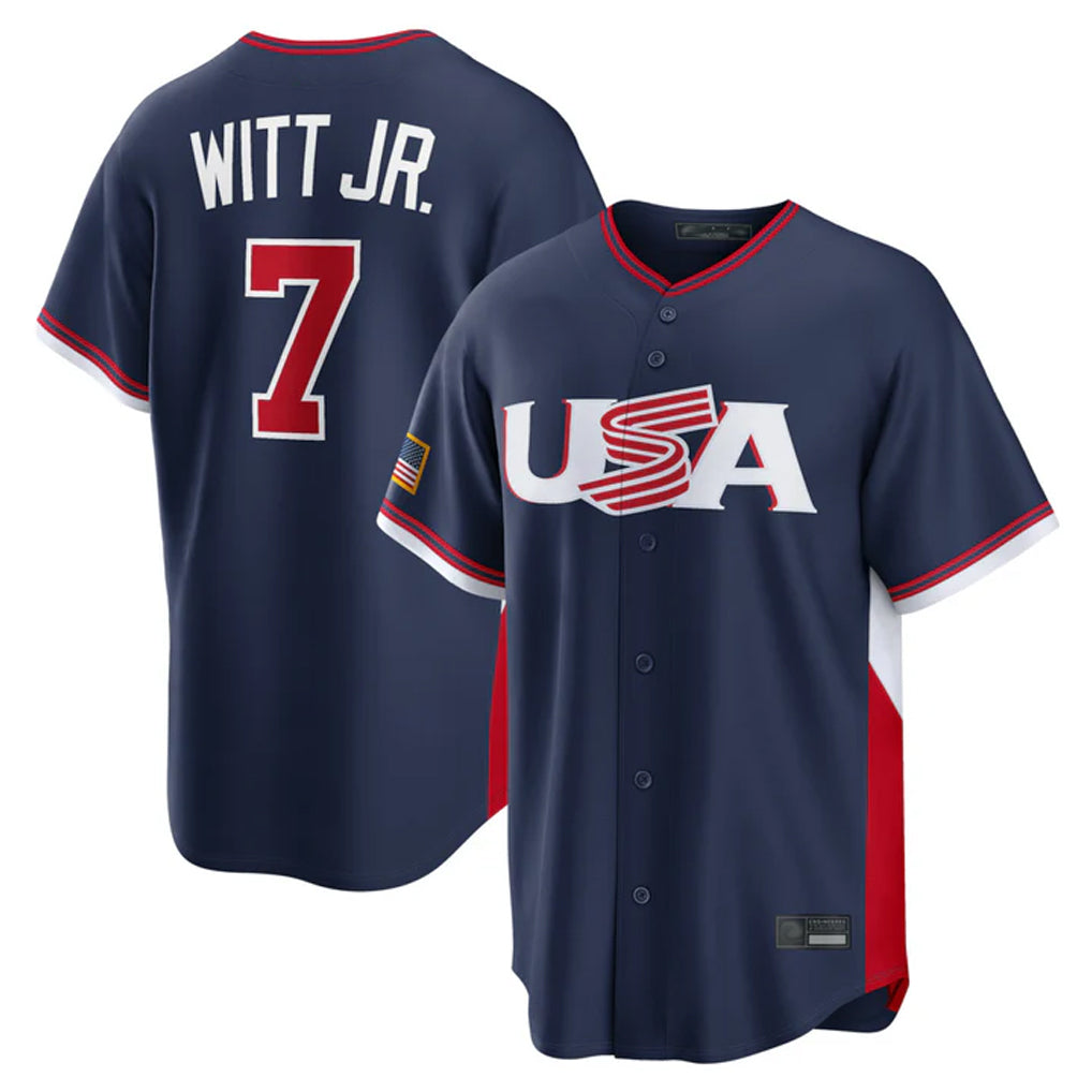 MATTH KC.Royals #7 Bobby Witt Jr. Player Navy USA 2026 World Classic Game Stitched Jerseys
