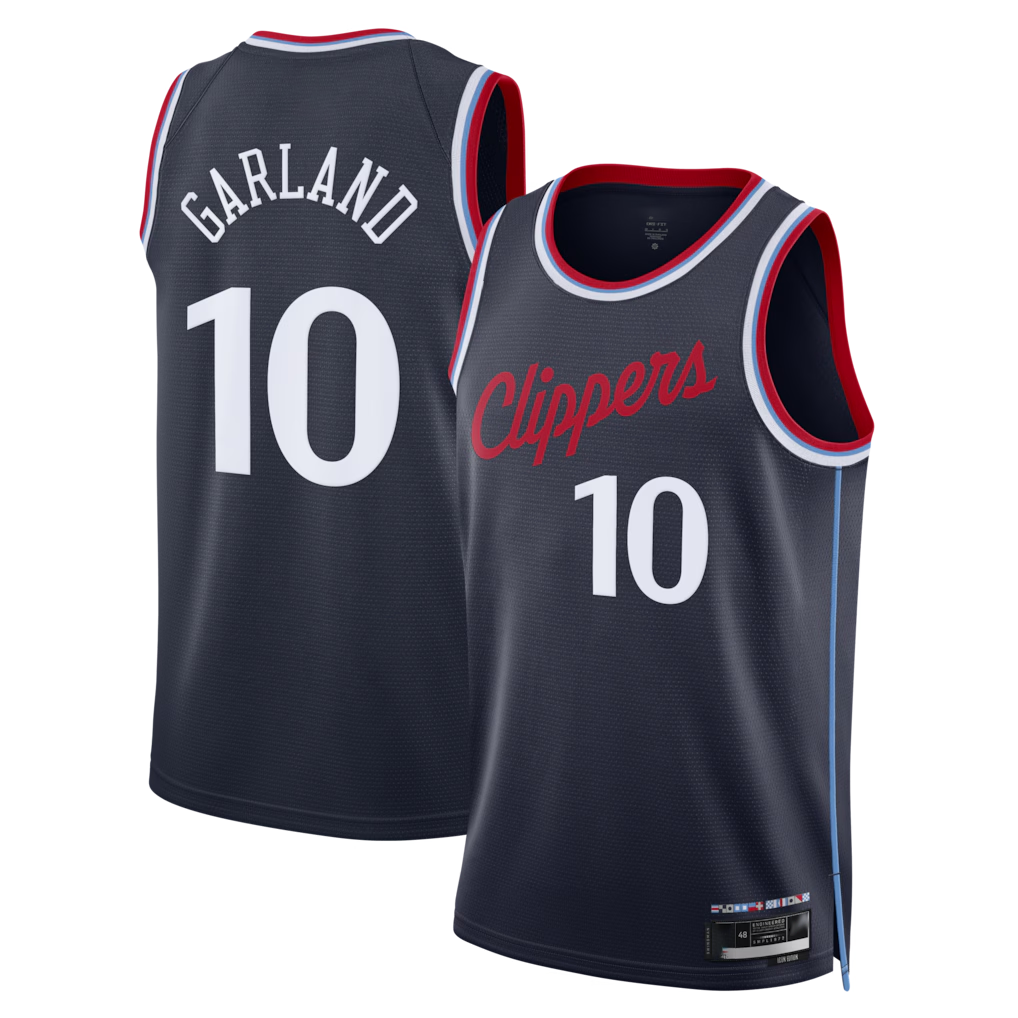 MATTH LA.Clippers #10 Darius Garland Navy Swingman Stitched Jerseys- Icon Edition