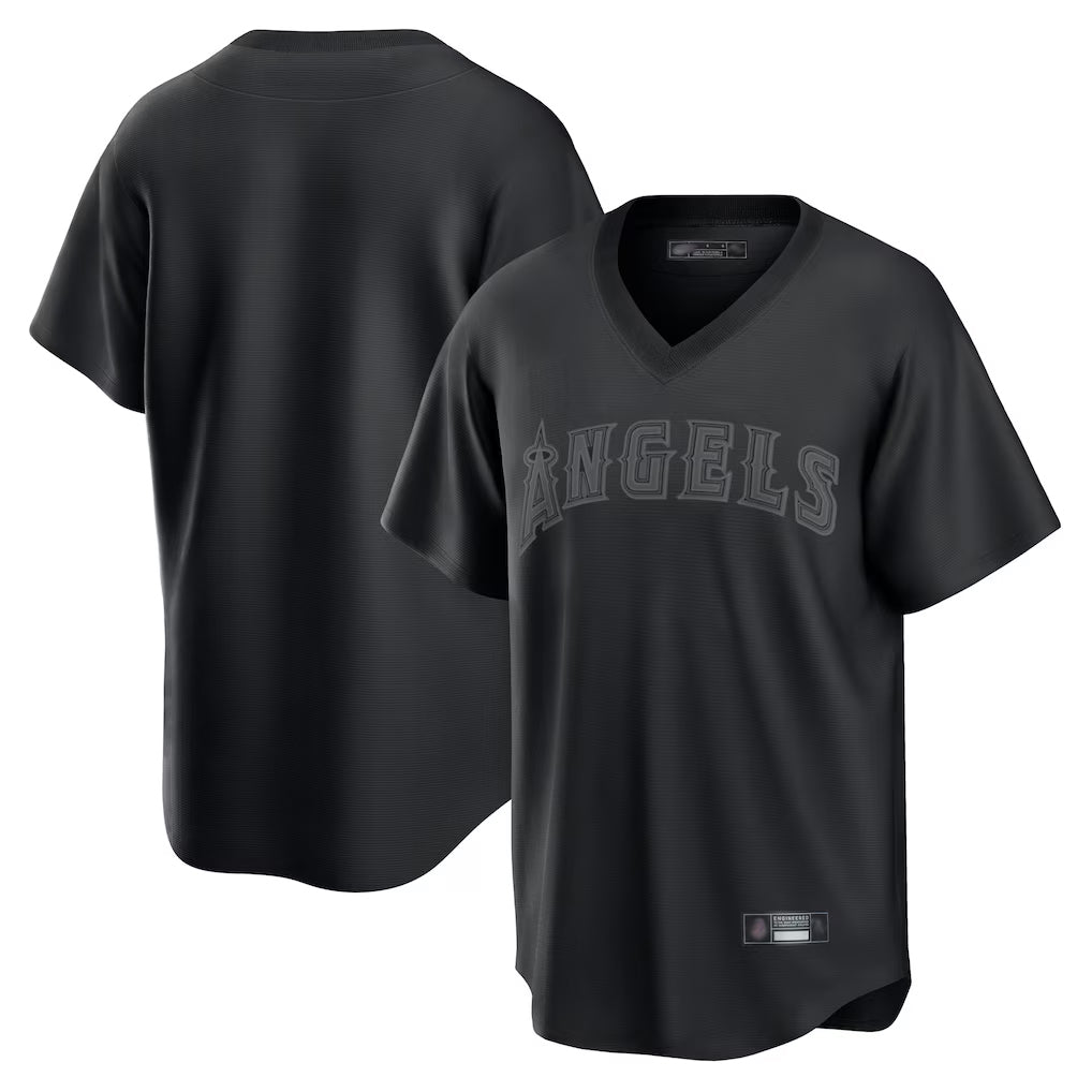 MATTH LA.Angels Black Pitch Fashion Blank Player T-shirt Stitched Jerseys