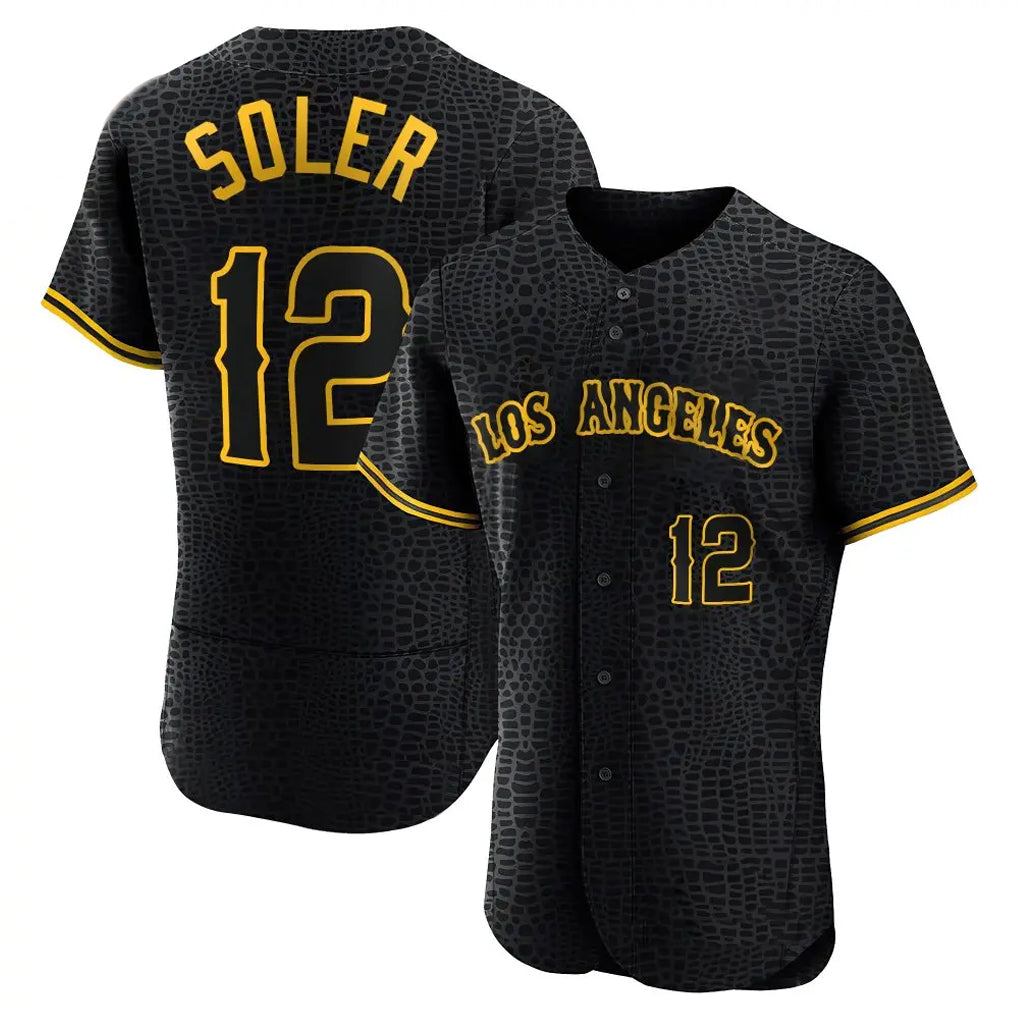 MATTH LA.Angels #12 Jorge Soler Player Black Snake Skin City Limited Elite Home Stitched Jerseys