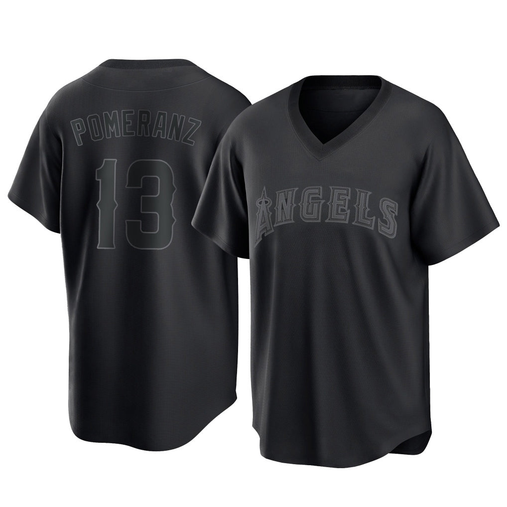 MATTH LA.Angels #13 Drew Pomeranz Player Black Pitch Fashion T-shirt Stitched Jerseys