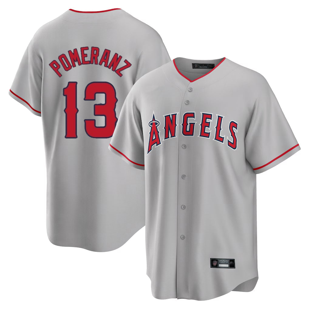 MATTH LA.Angels #13 Drew Pomeranz Player Gray Home Game Stitched Jerseys