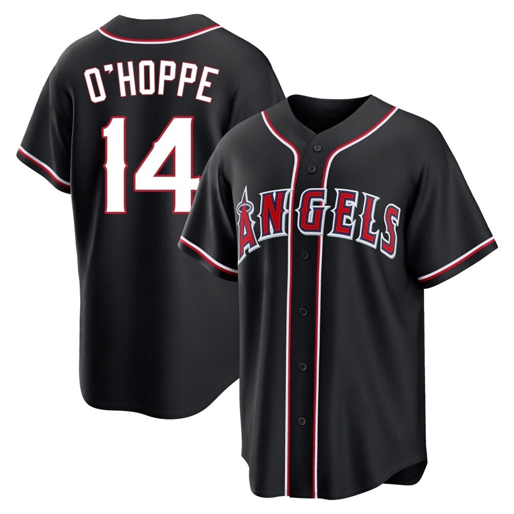 MATTH LA.Angels #14 Logan O'Hoppe Player Black Fashion Out Home Game Stitched Jerseys