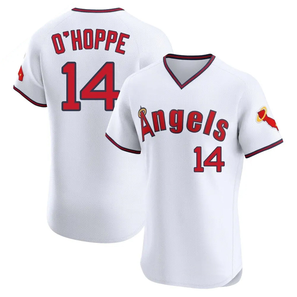 MATTH LA.Angels #14 Logan O'Hoppe Player White T-shirt Home Limited Elite Stitched Jerseys