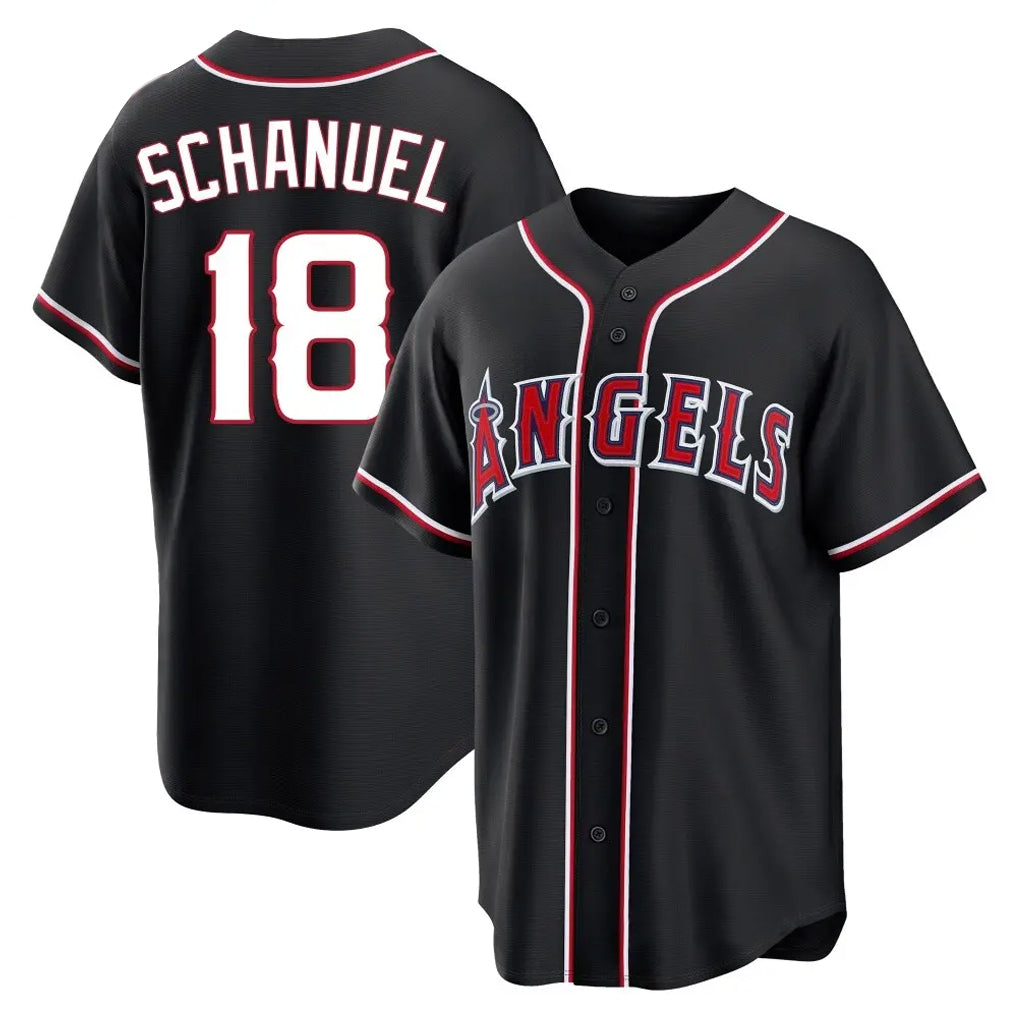 MATTH LA.Angels #18 Nolan Schanuel Player Black Fashion Out Home Game Stitched Jerseys