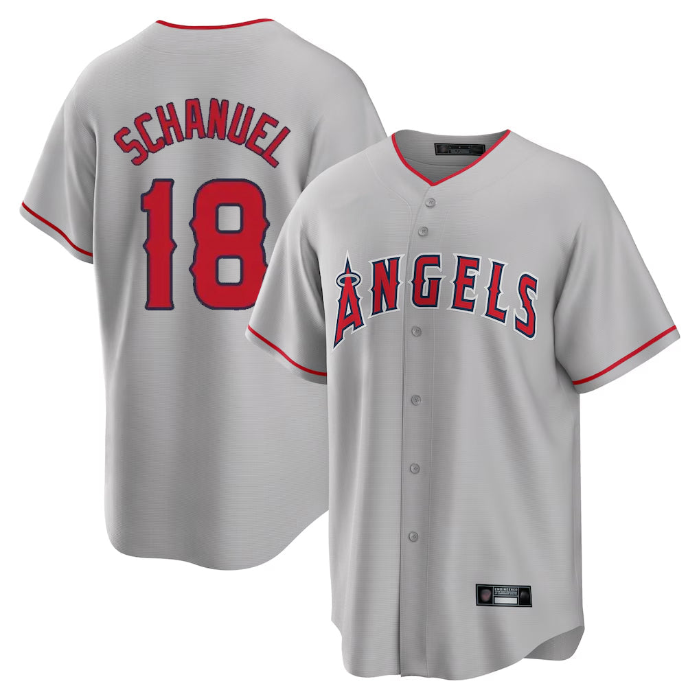 MATTH LA.Angels #18 Nolan Schanuel Player Gray Home Game Stitched Jerseys