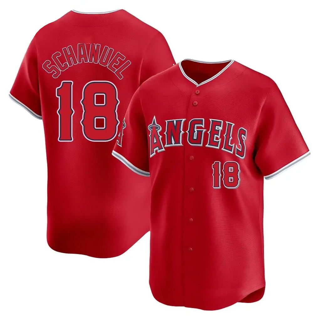 MATTH LA.Angels #18 Nolan Schanuel Player Red Home Limited Stitched Jerseys