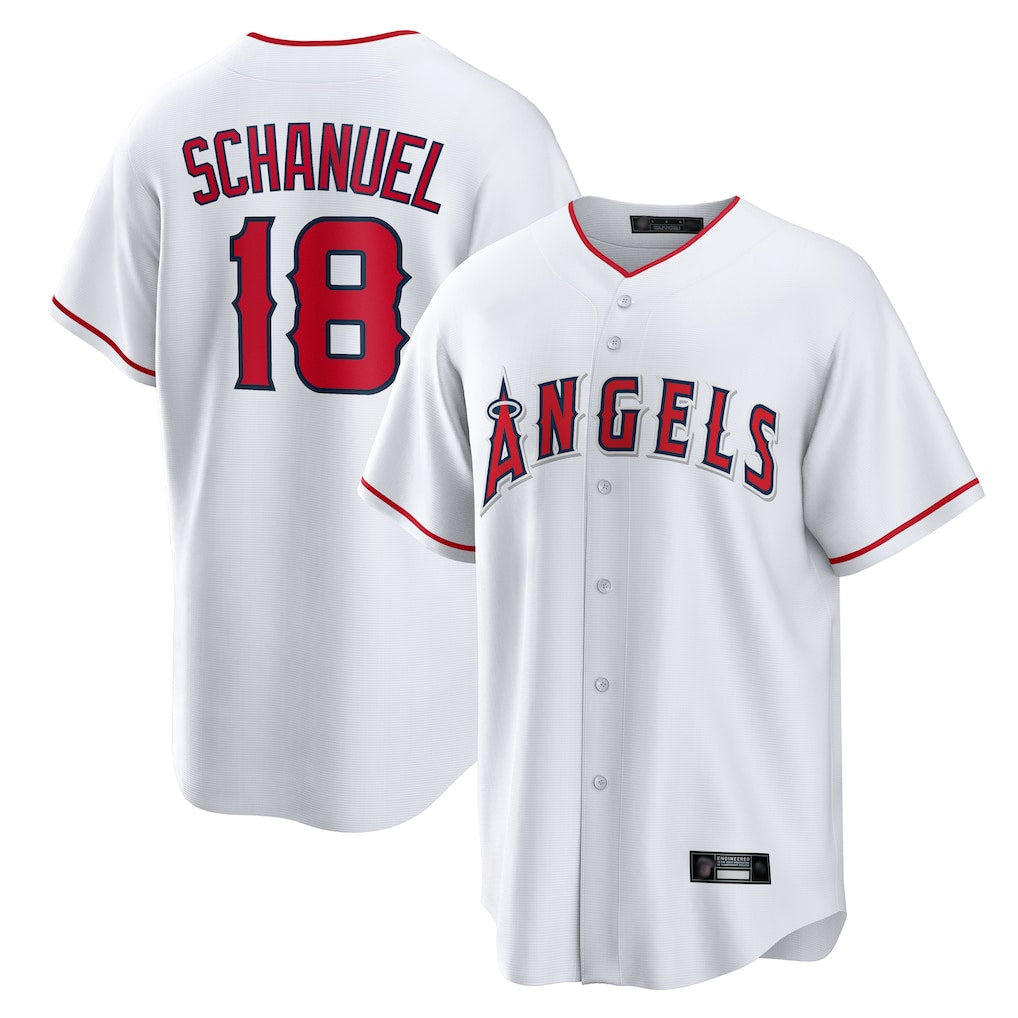 MATTH LA.Angels #18 Nolan Schanuel Player White Home Game Stitched Jerseys
