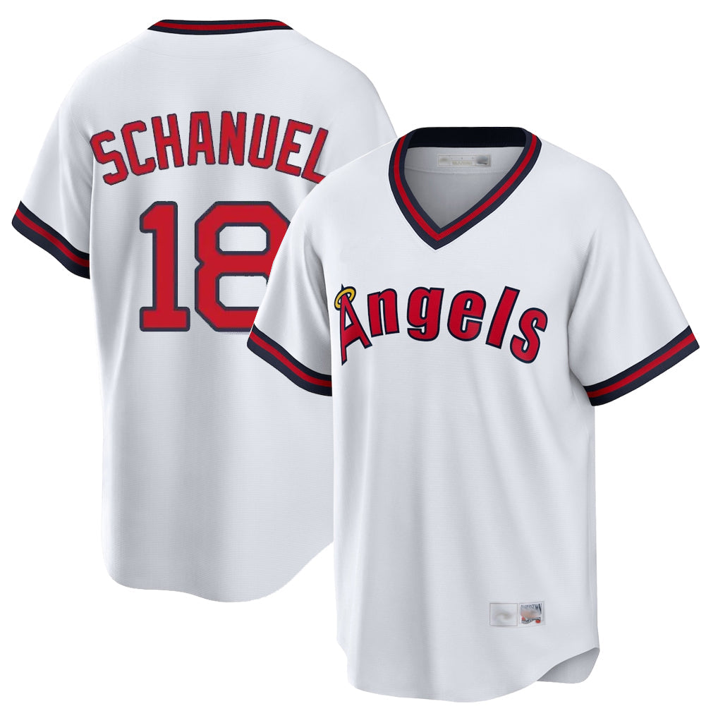 MATTH LA.Angels #18 Nolan Schanuel Player White T-shirt Home Game Stitched Jerseys