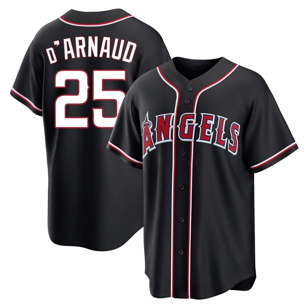 MATTH LA.Angels #25 Travis d'Arnaud Player Black Fashion Out Home Game Stitched Jerseys