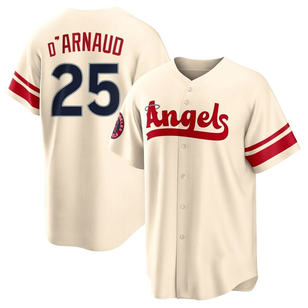 MATTH LA.Angels #25 Travis d'Arnaud Player Cream City Connect Home Stitched Jerseys