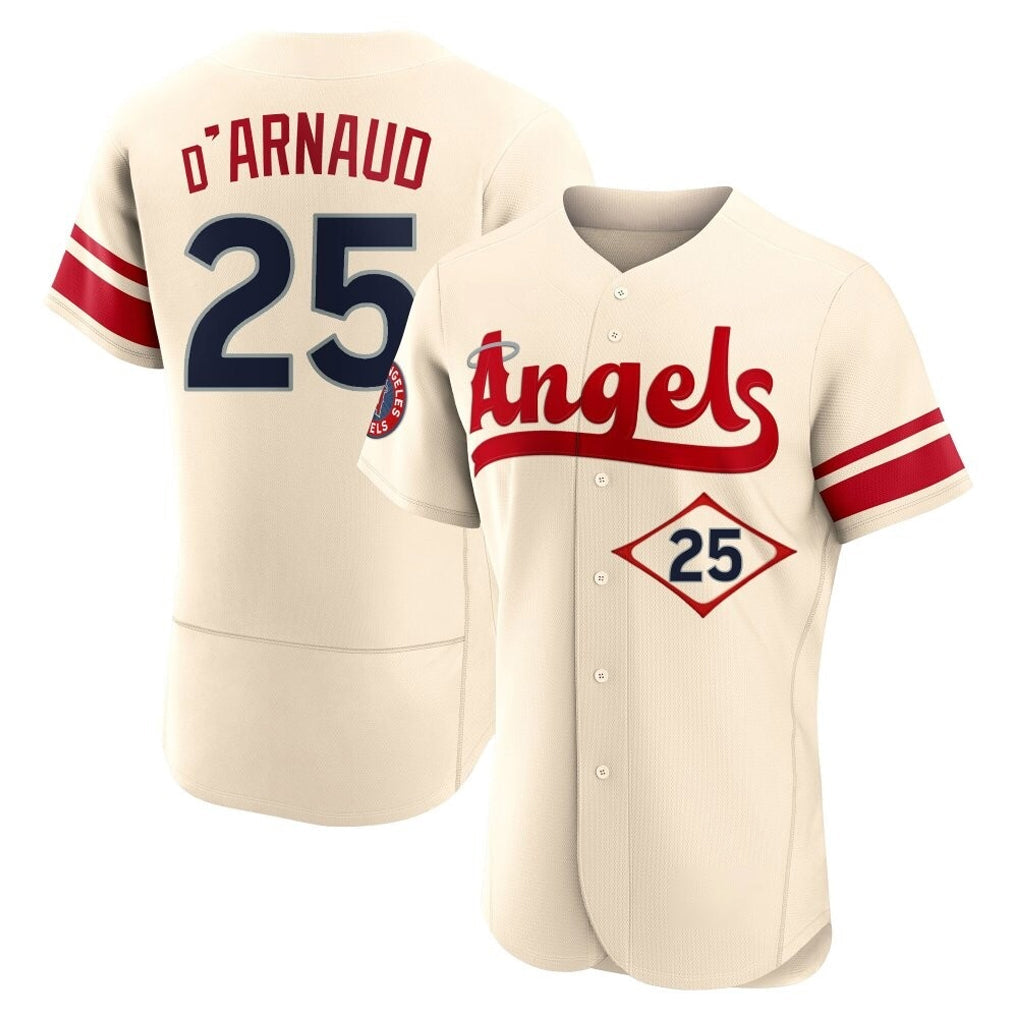 MATTH LA.Angels #25 Travis d'Arnaud Player Cream City Connect Limited ELite Home Stitched Jerseys