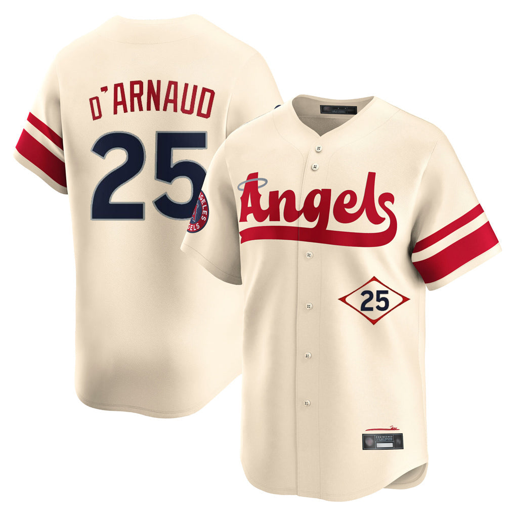 MATTH LA.Angels #25 Travis d'Arnaud Player Cream City Connect Limited Home Stitched Jerseys