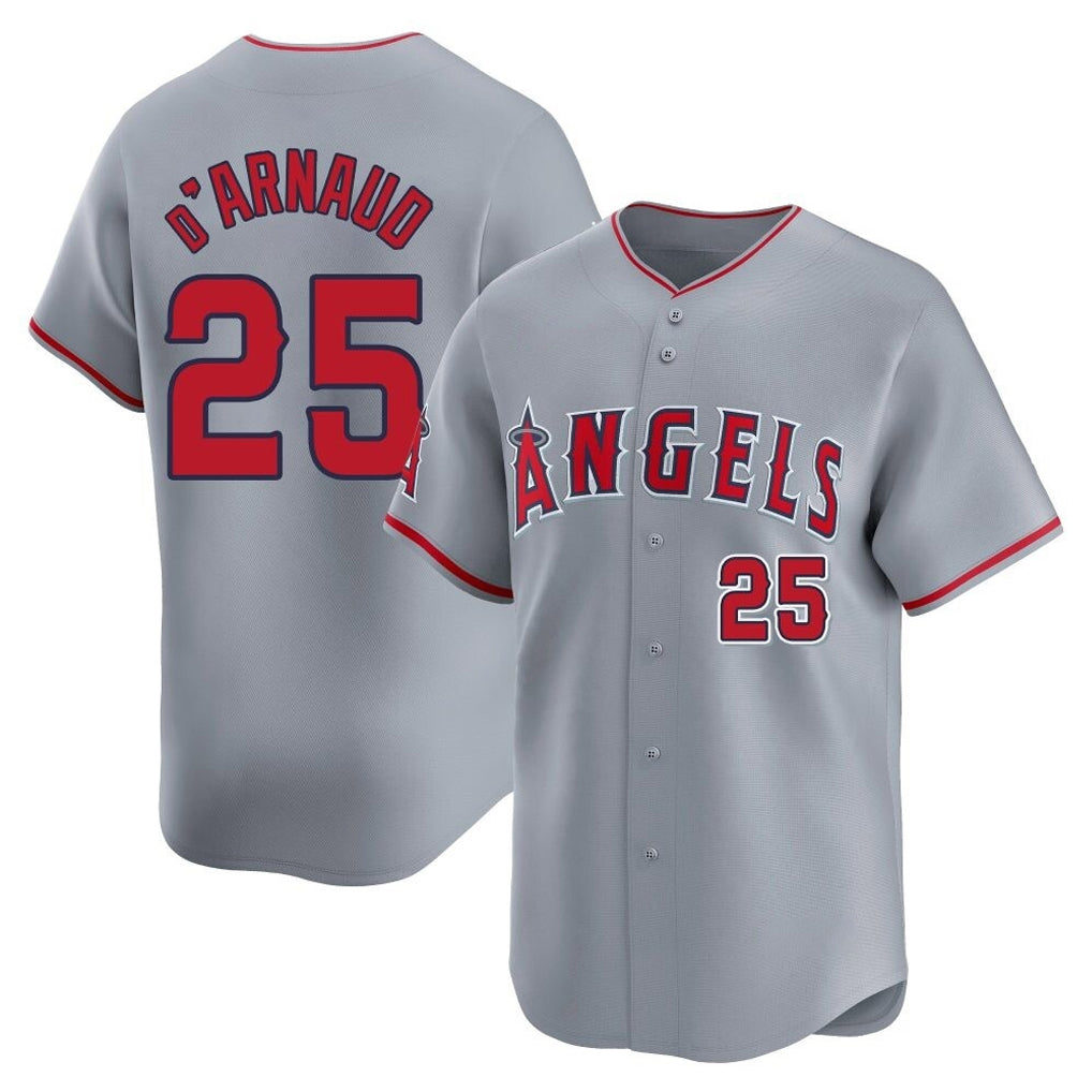 MATTH LA.Angels #25 Travis d'Arnaud Player Gray Home Limited Stitched Jerseys