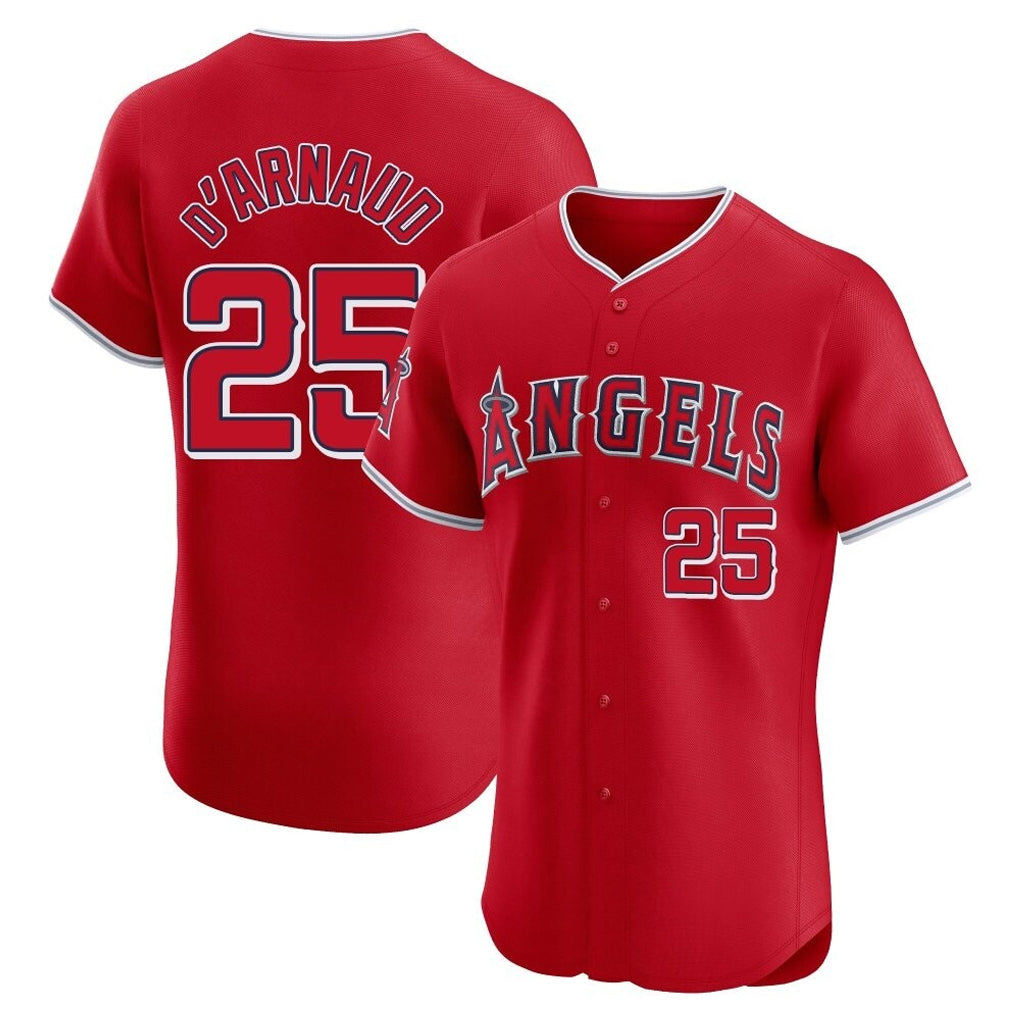 MATTH LA.Angels #25 Travis d'Arnaud Player Red Home Limited Elite Stitched Jerseys