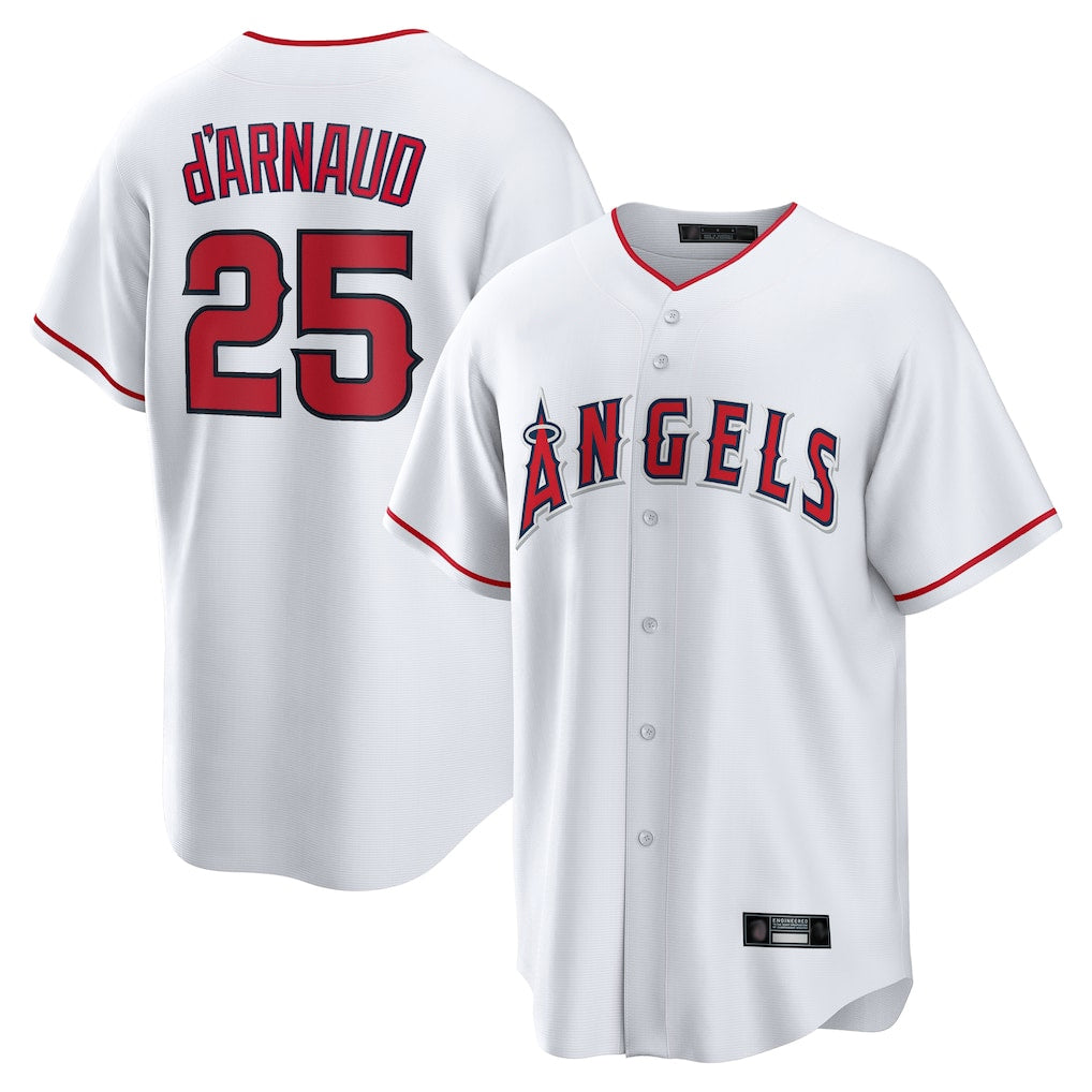 MATTH LA.Angels #25 Travis d'Arnaud Player White Home Game Stitched Jerseys
