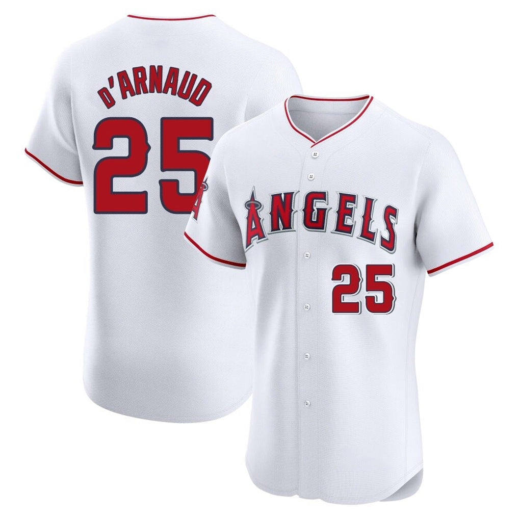 MATTH LA.Angels #25 Travis d'Arnaud Player White Limited Elite Stitched Home Jerseys