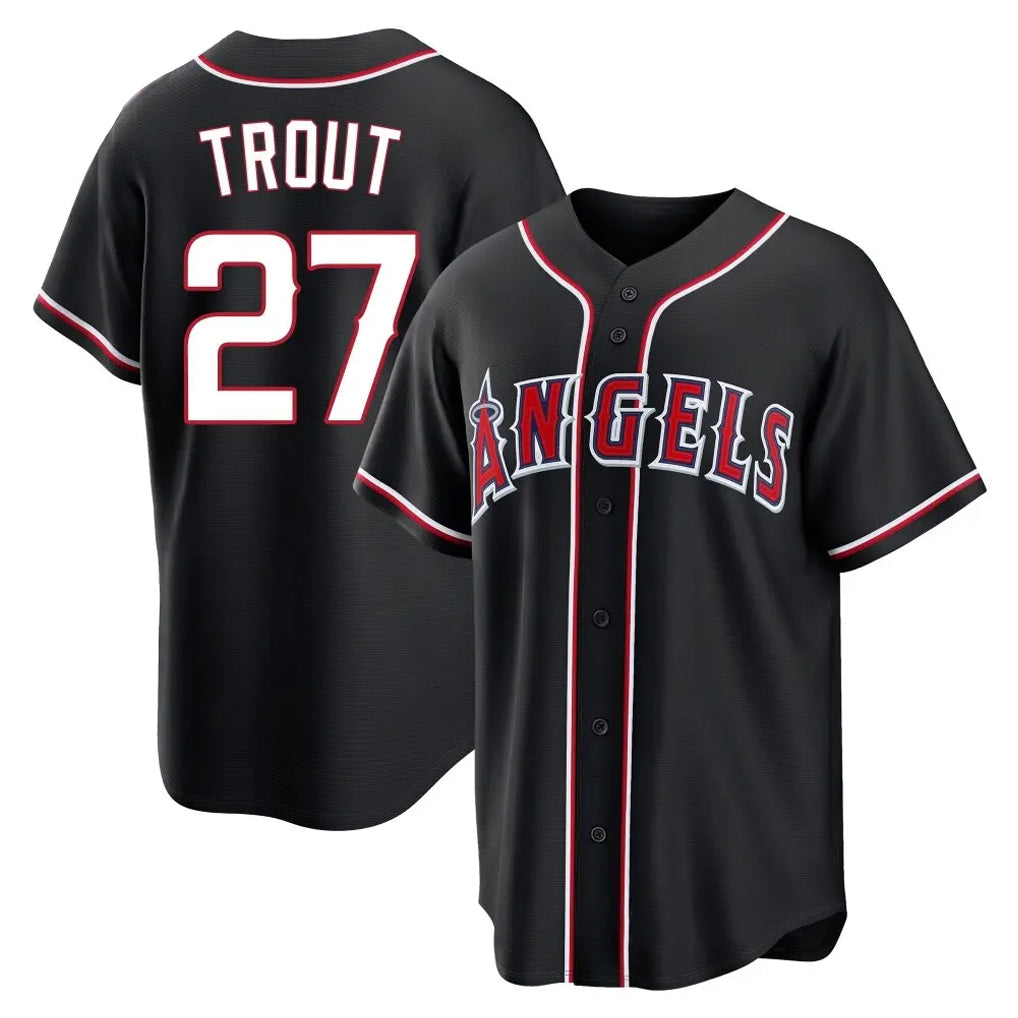 MATTH LA.Angels #27 Mike Trout Player Black Fashion Out Home Game Stitched Jerseys