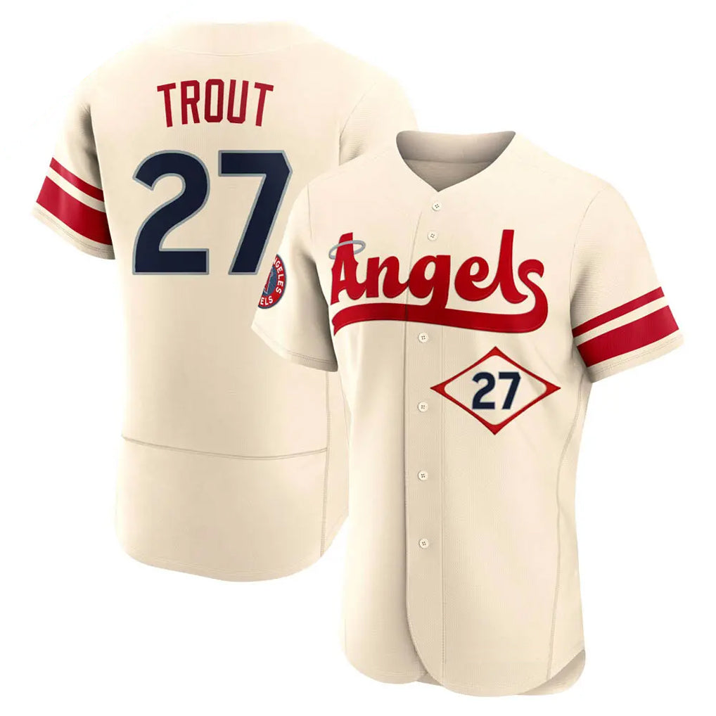 MATTH LA.Angels #27 Mike Trout Player Cream City Connect Limited ELite Home Stitched Jerseys