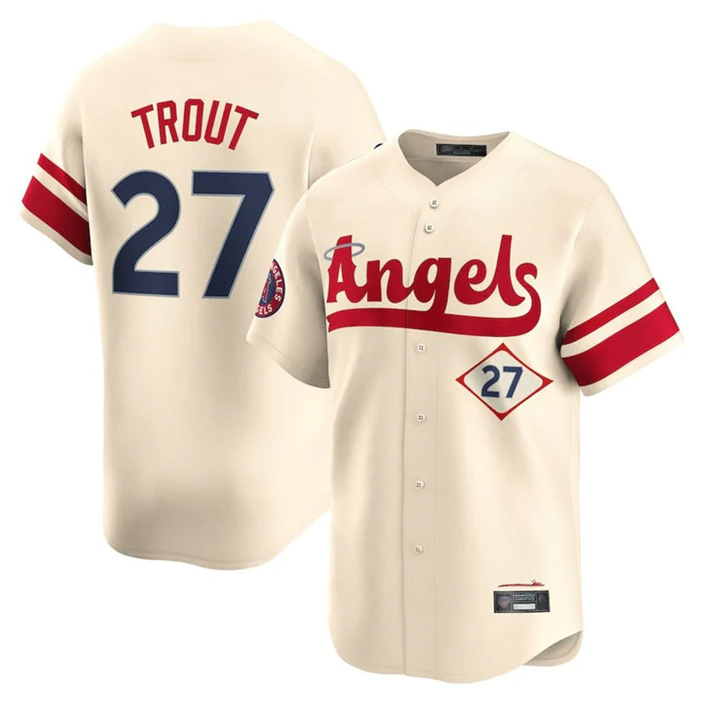 MATTH LA.Angels #27 Mike Trout Player Cream City Connect Limited Home Stitched Jerseys