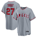 MATTH LA.Angels #27 Mike Trout Player Gray Home Game Stitched Jerseys