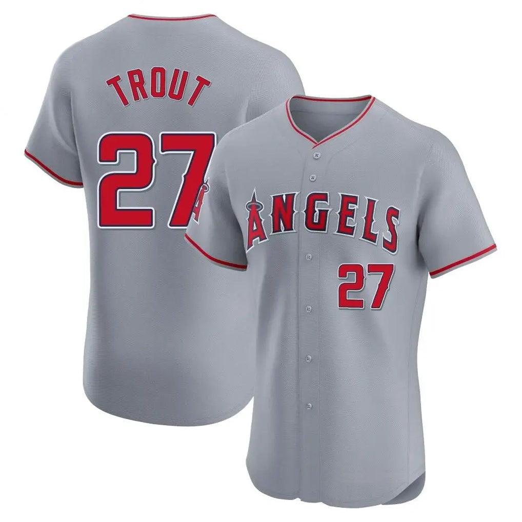 MATTH LA.Angels #27 Mike Trout Player Gray Home Limited Elite Stitched Jerseys