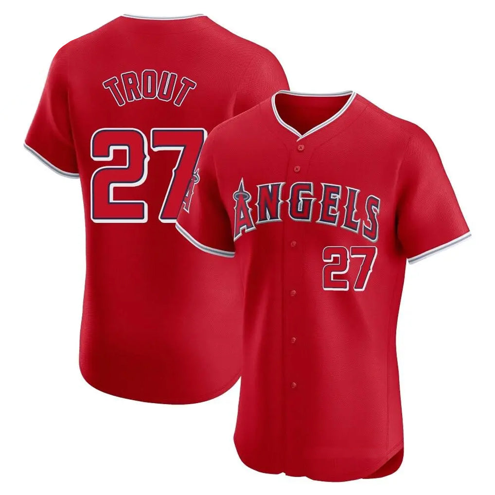 MATTH LA.Angels #27 Mike Trout Player Red Home Limited Elite Stitched Jerseys
