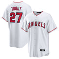 MATTH LA.Angels #27 Mike Trout Player White Home Game Stitched Jerseys