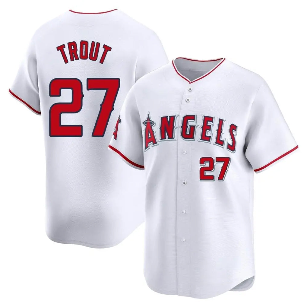 MATTH LA.Angels #27 Mike Trout Player White Limited Home Stitched Jerseys