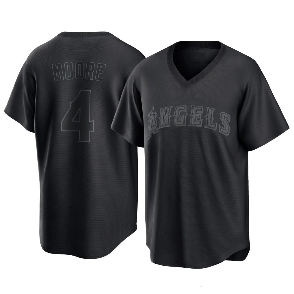 MATTH LA.Angels #4 Christian Moore Player Black Pitch Fashion T-shirt Stitched Jerseys
