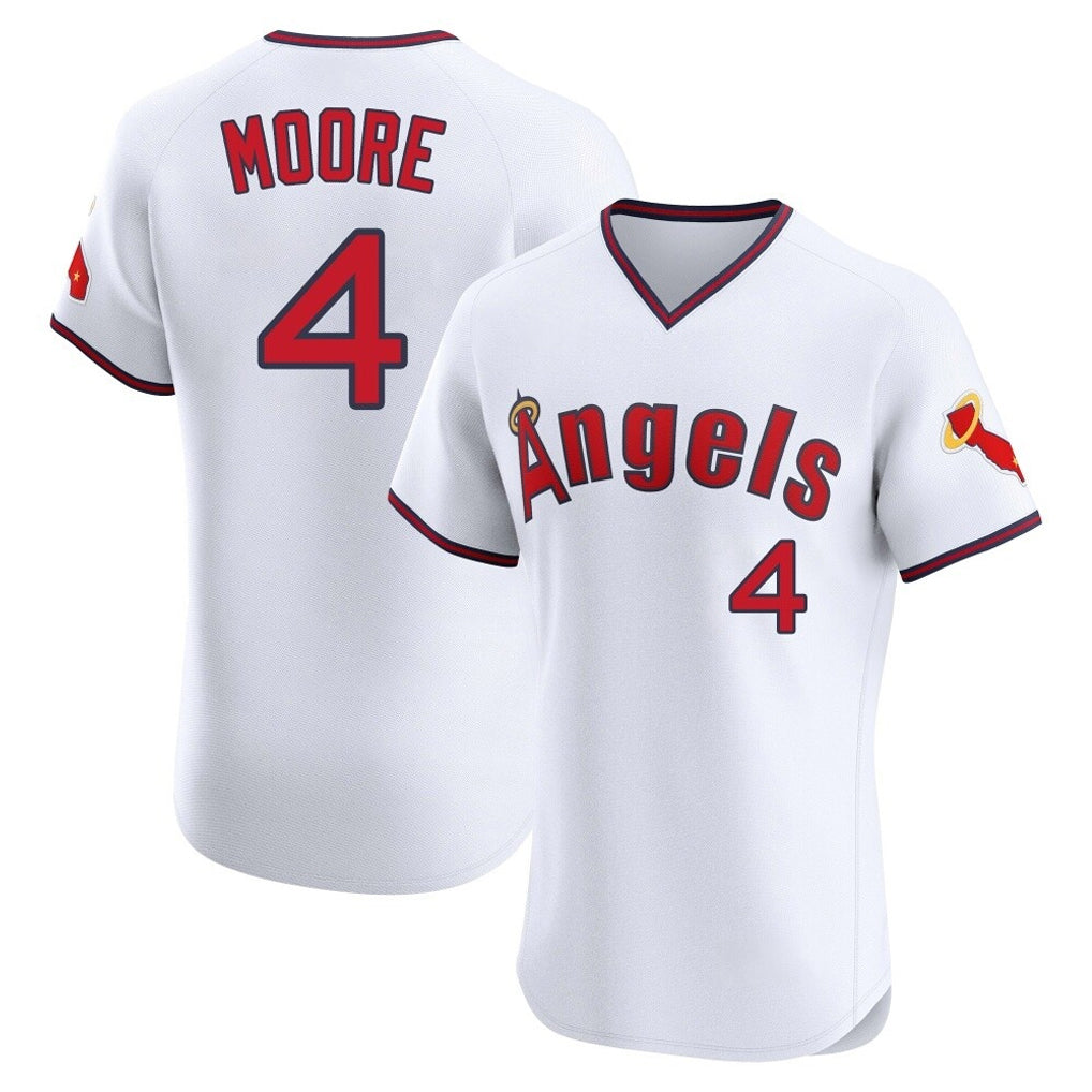 MATTH LA.Angels #4 Christian Moore Player White T-shirt Home Limited Stitched Jerseys