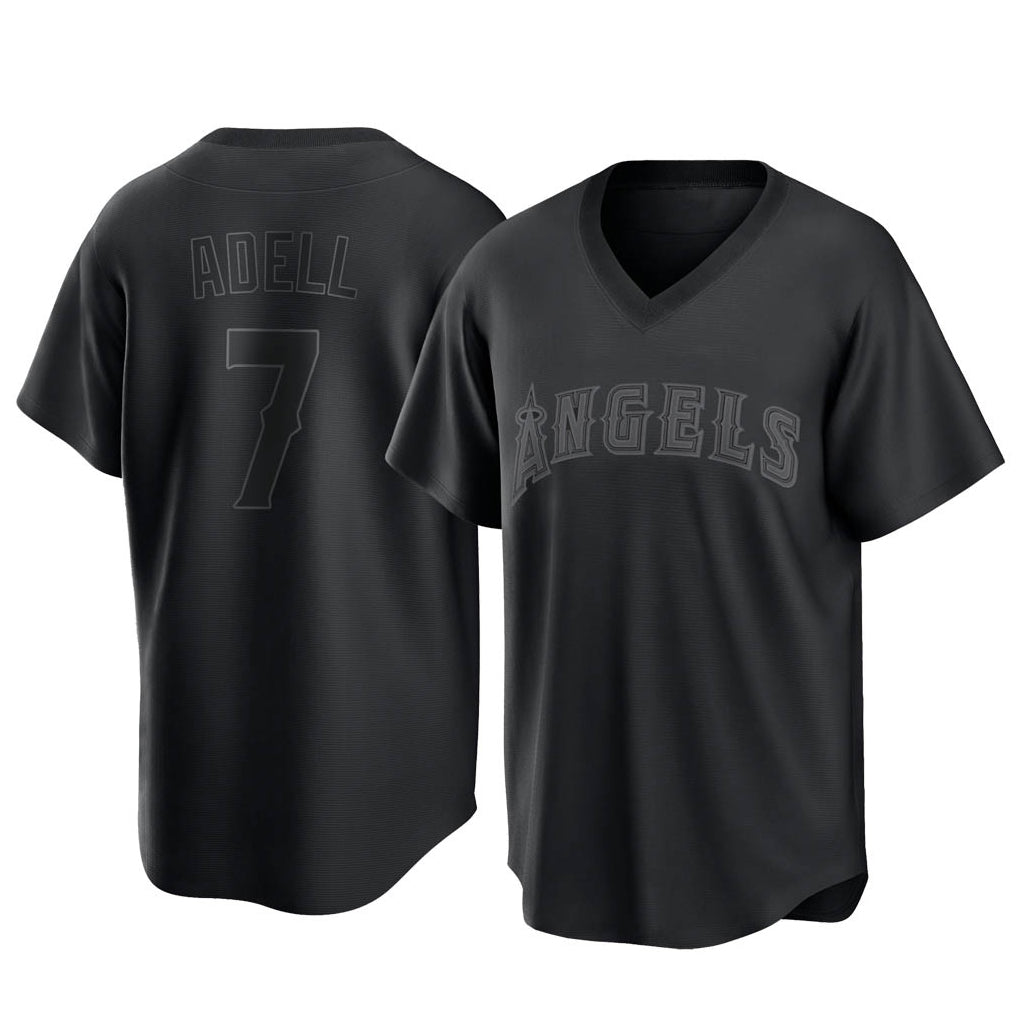 MATTH LA.Angels #7 Jo Adell Player Black Pitch Fashion T-shirt Stitched Jerseys